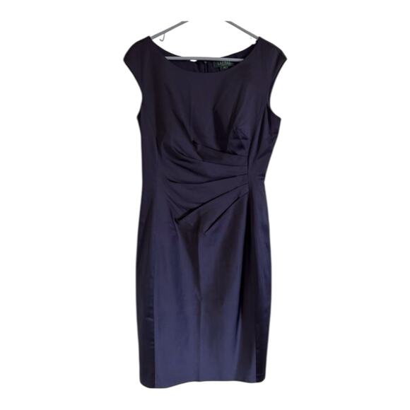 Lauren Ralph Lauren Dresses & Skirts - Lauren Ralph Lauren Navy Sheath Dress 💙 Classic Ruched Work Dress Size 10